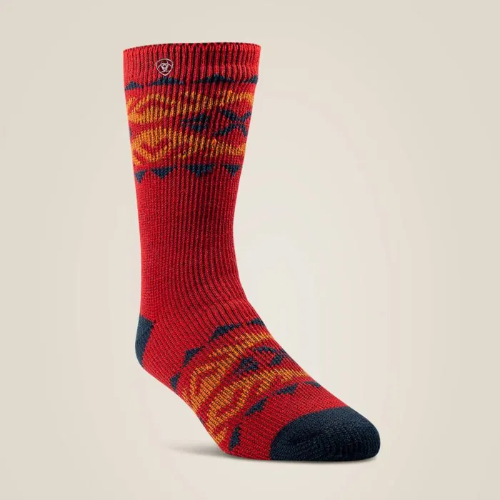 Men Socks Ariat Premium Alpine Sock Pair Multi Color Pair Red