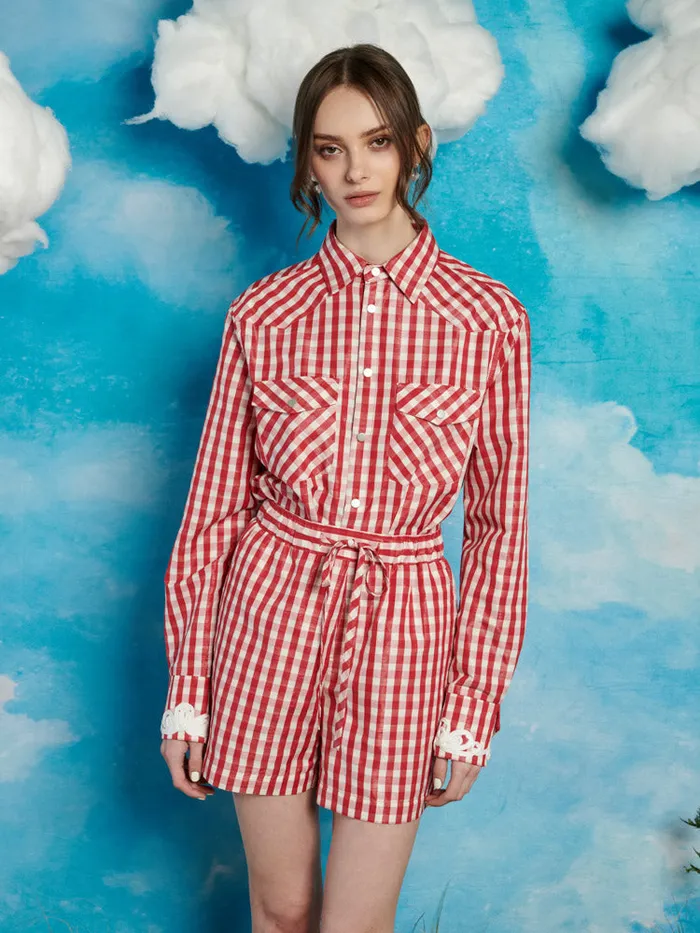 Men Stables Gingham Shirt Gingham Red Sister Jane Shirts