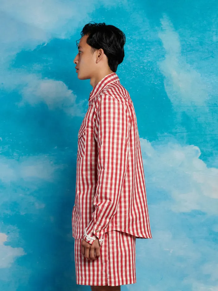 Men Stables Gingham Shirt Gingham Red Sister Jane Shirts
