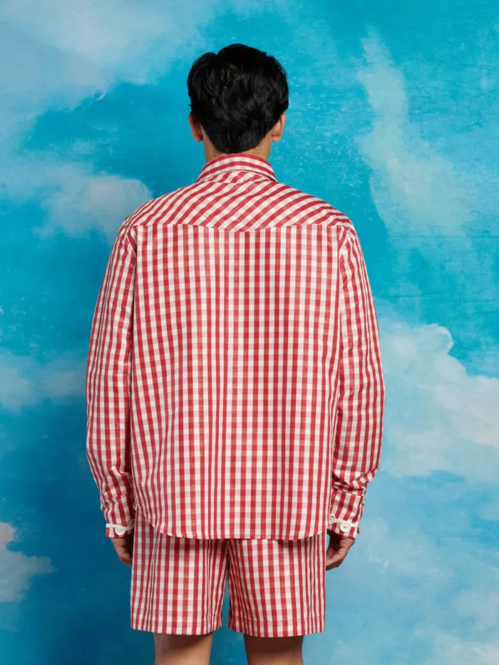 Men Stables Gingham Shirt Gingham Red Sister Jane Shirts