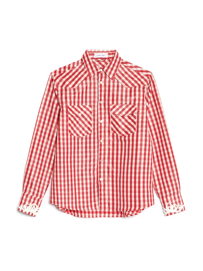 Men Stables Gingham Shirt Gingham Red Sister Jane Shirts