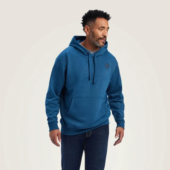 Men Sweatshirts and Hoodies Ariat Ariat Logo Hoodie Poseidon Heather