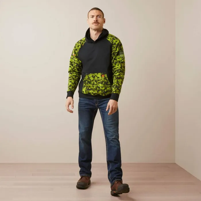 Men Sweatshirts and Hoodies Ariat FR DuraStretch Patriot Hoodie Blacklime Camo Men Sweatshirts and Hoodies Ariat FR DuraStretch Patriot Hoodie Blacklime Camo