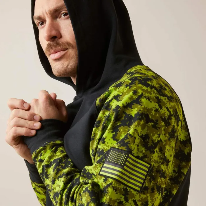 Men Sweatshirts and Hoodies Ariat FR DuraStretch Patriot Hoodie Blacklime Camo Men Sweatshirts and Hoodies Ariat FR DuraStretch Patriot Hoodie Blacklime Camo