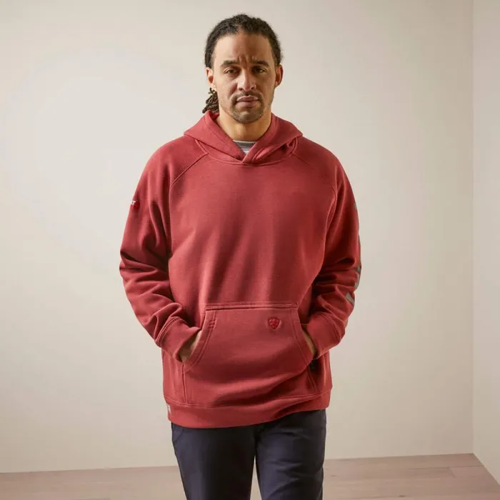 Men Sweatshirts and Hoodies Ariat FR Primo Fleece Logo Hoodie Brick Red