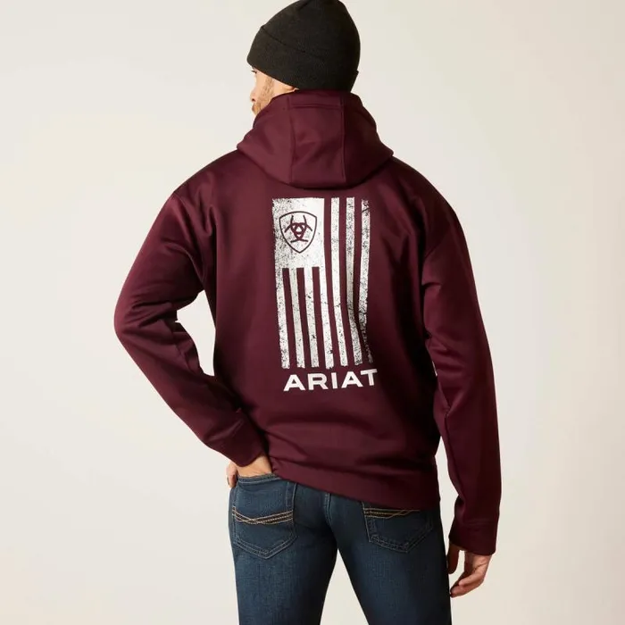 Men Sweatshirts and Hoodies Ariat Logo Tek Fleece Hoodie Malbec Heather