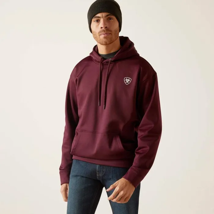 Men Sweatshirts and Hoodies Ariat Logo Tek Fleece Hoodie Malbec Heather