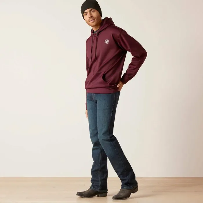 Men Sweatshirts and Hoodies Ariat Logo Tek Fleece Hoodie Malbec Heather