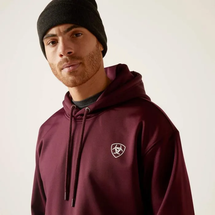 Men Sweatshirts and Hoodies Ariat Logo Tek Fleece Hoodie Malbec Heather