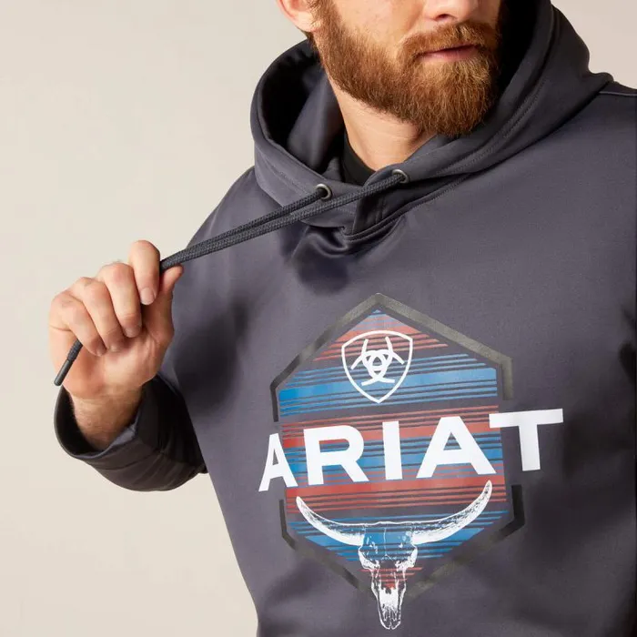 Men Sweatshirts and Hoodies Ariat Logo Tek Fleece Hoodie Odyssey Gray Heather
