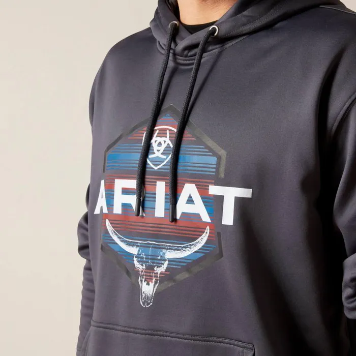 Men Sweatshirts and Hoodies Ariat Logo Tek Fleece Hoodie Odyssey Gray Heather
