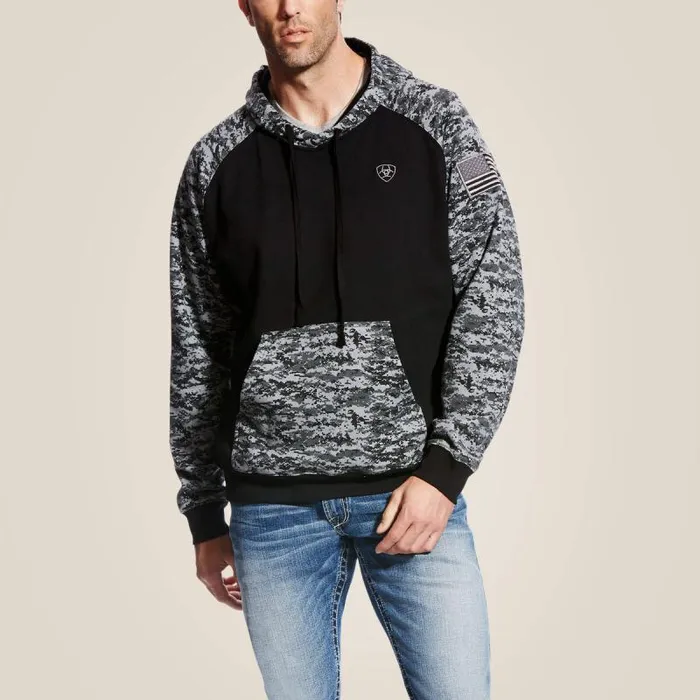 Men Sweatshirts and Hoodies Ariat Patriot Hoodie Black Digi Camo