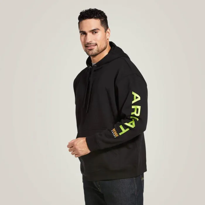 Men Sweatshirts and Hoodies Ariat Rebar Graphic Hoodie Blacklime