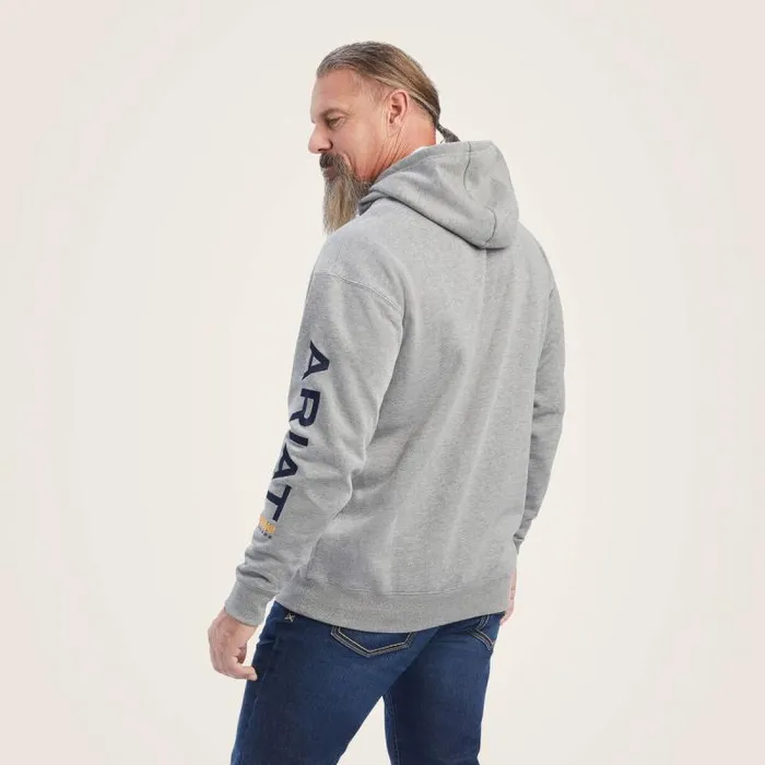 Men Sweatshirts and Hoodies Ariat Rebar Graphic Hoodie Heather Greydeep Ultramarine