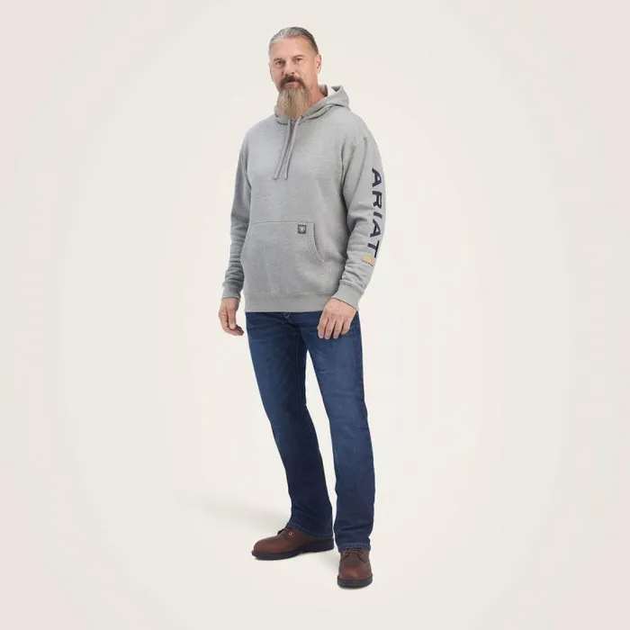Men Sweatshirts and Hoodies Ariat Rebar Graphic Hoodie Heather Greydeep Ultramarine