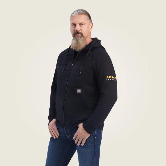Men Sweatshirts and Hoodies Ariat Rebar Regulator Full Zip Hoodie Black