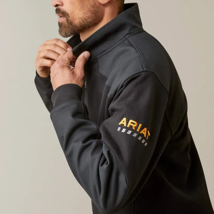 Men Sweatshirts and Hoodies Ariat Rebar Workman Duracanvas 14 Zip Sweatshirt Black Black