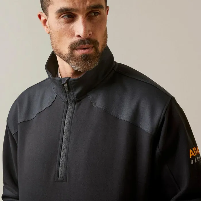 Men Sweatshirts and Hoodies Ariat Rebar Workman Duracanvas 14 Zip Sweatshirt Black Black