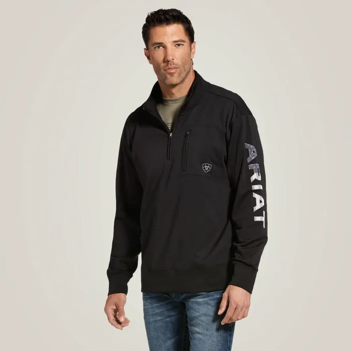 Men Sweatshirts and Hoodies Ariat Team Logo 14 Zip Sweatshirt Blackamericana