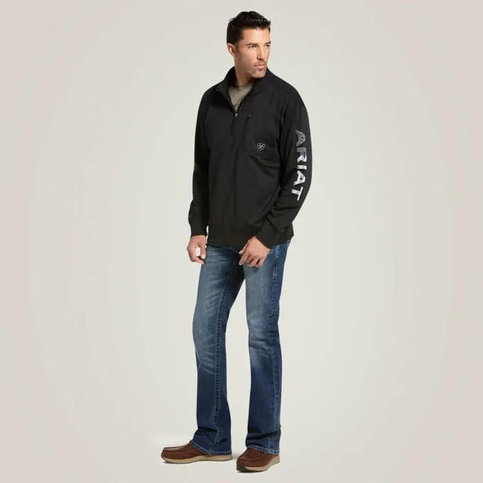 Men Sweatshirts and Hoodies Ariat Team Logo 14 Zip Sweatshirt Blackamericana