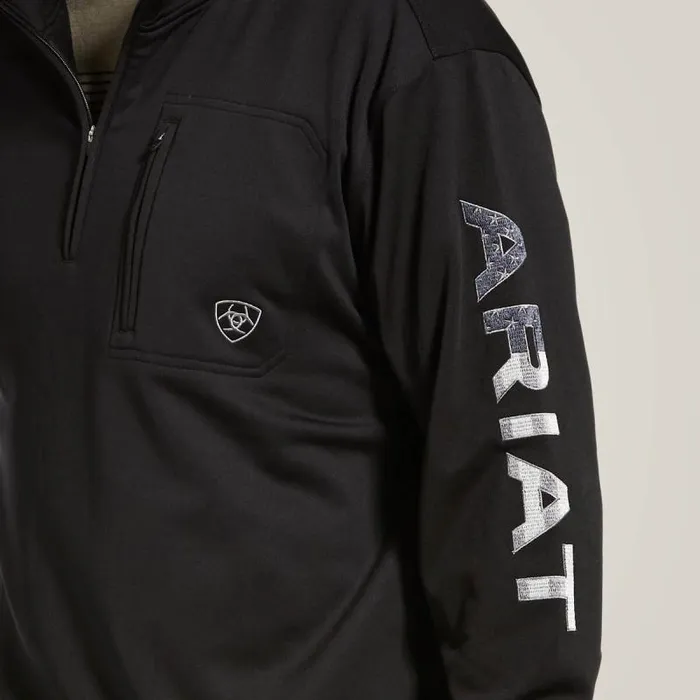 Men Sweatshirts and Hoodies Ariat Team Logo 14 Zip Sweatshirt Blackamericana
