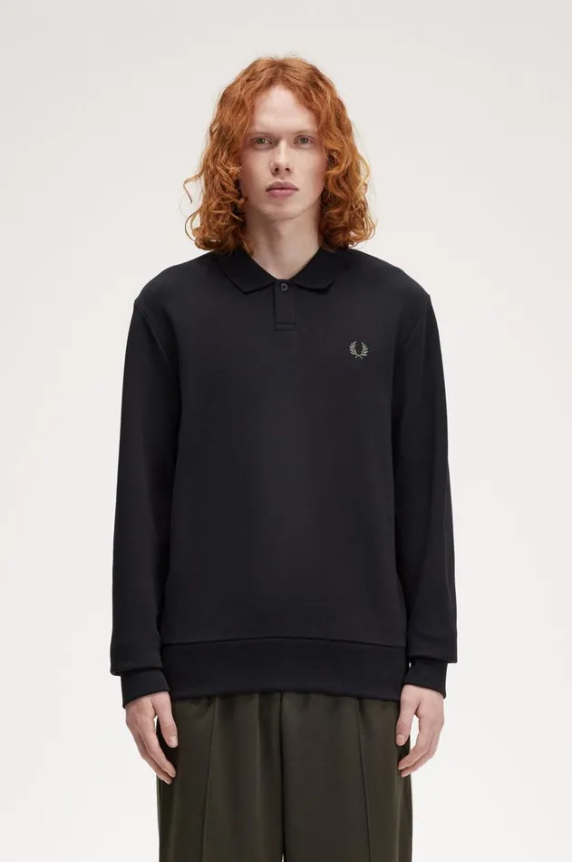 Men Sweatshirts Fred Perry Collared Sweatshirt Black