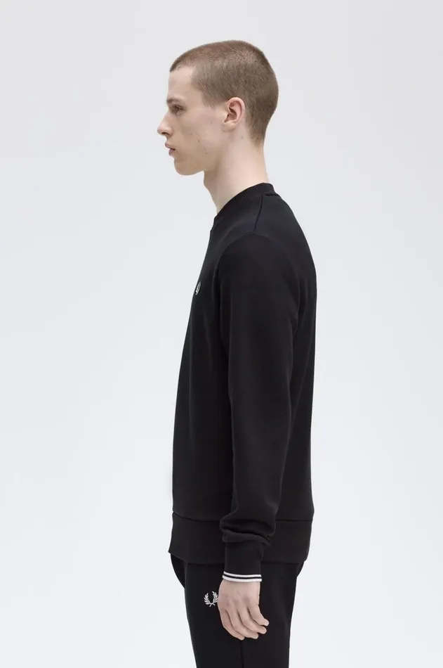 Men Sweatshirts Fred Perry Crew Neck Sweatshirt Black