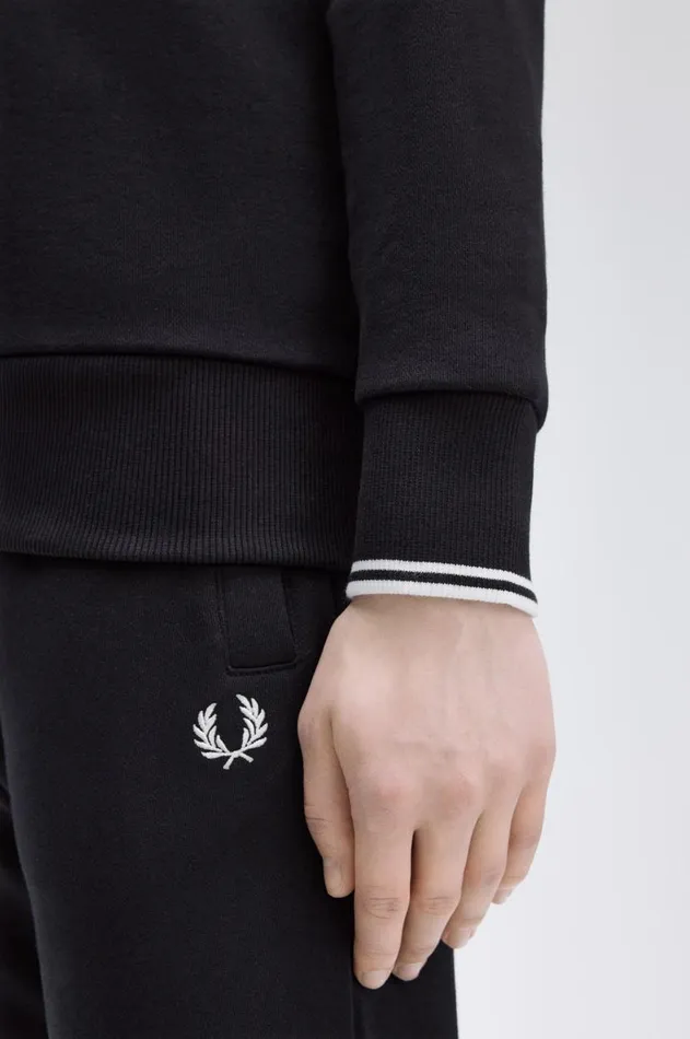 Men Sweatshirts Fred Perry Crew Neck Sweatshirt Black