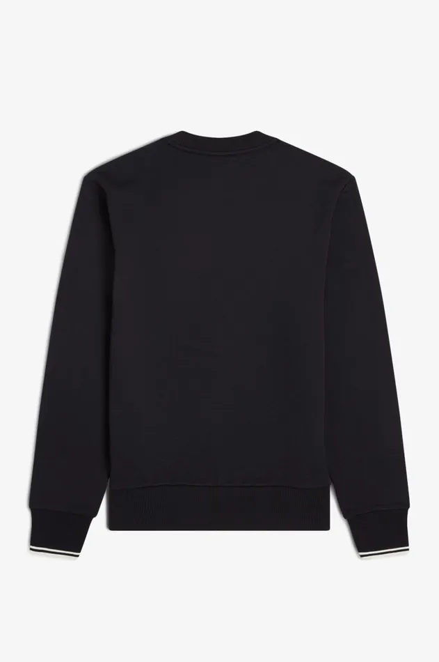Men Sweatshirts Fred Perry Crew Neck Sweatshirt Black