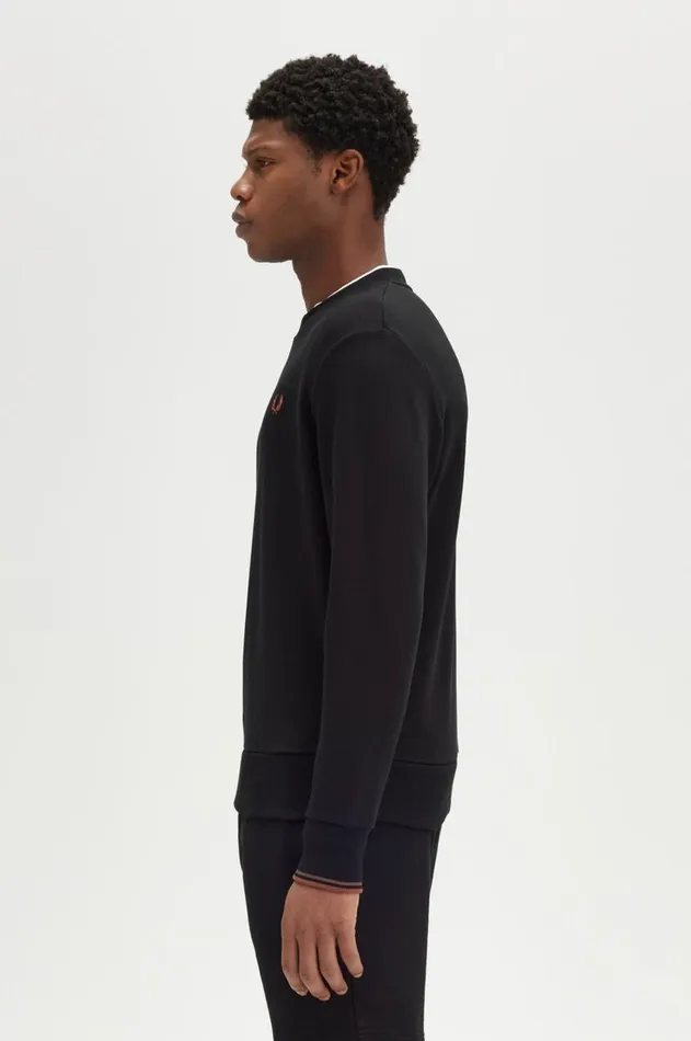 Men Sweatshirts Fred Perry Crew Neck Sweatshirt Blackwhisky Brown