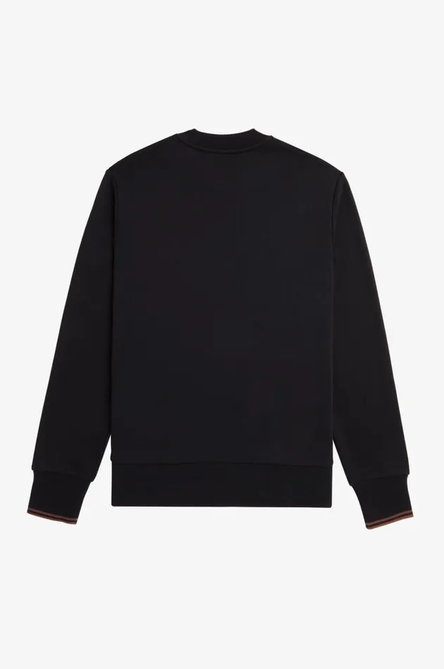 Men Sweatshirts Fred Perry Crew Neck Sweatshirt Blackwhisky Brown