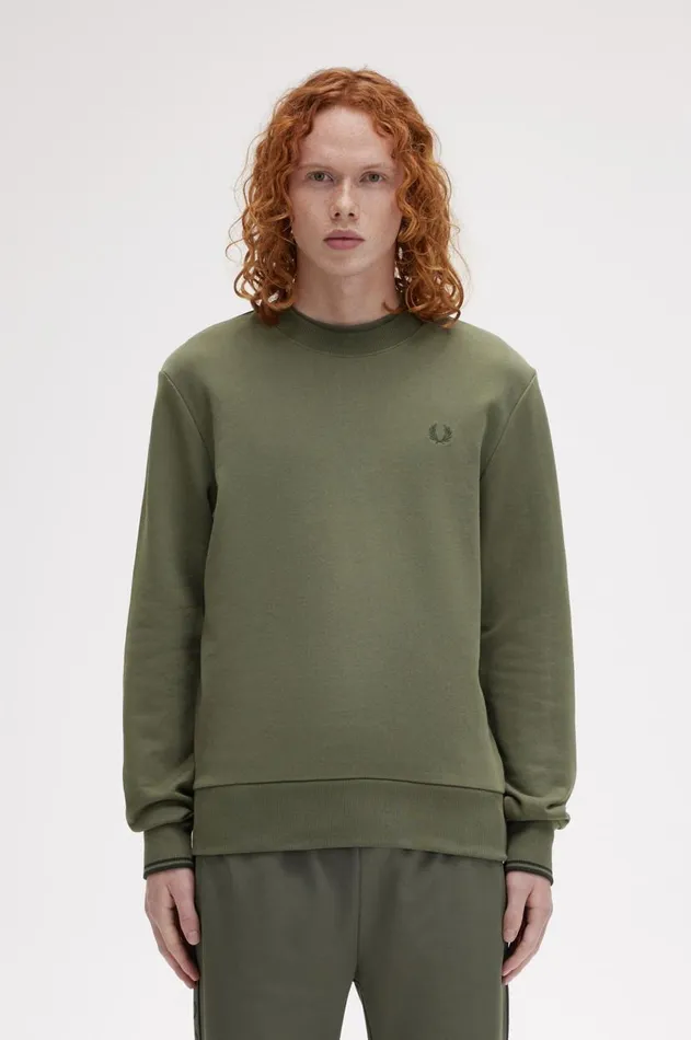 Men Sweatshirts Fred Perry Crew Neck Sweatshirt Laurel Wreath Greennight Green Men Sweatshirts Fred Perry Crew Neck Sweatshirt Laurel Wreath Greennight Green