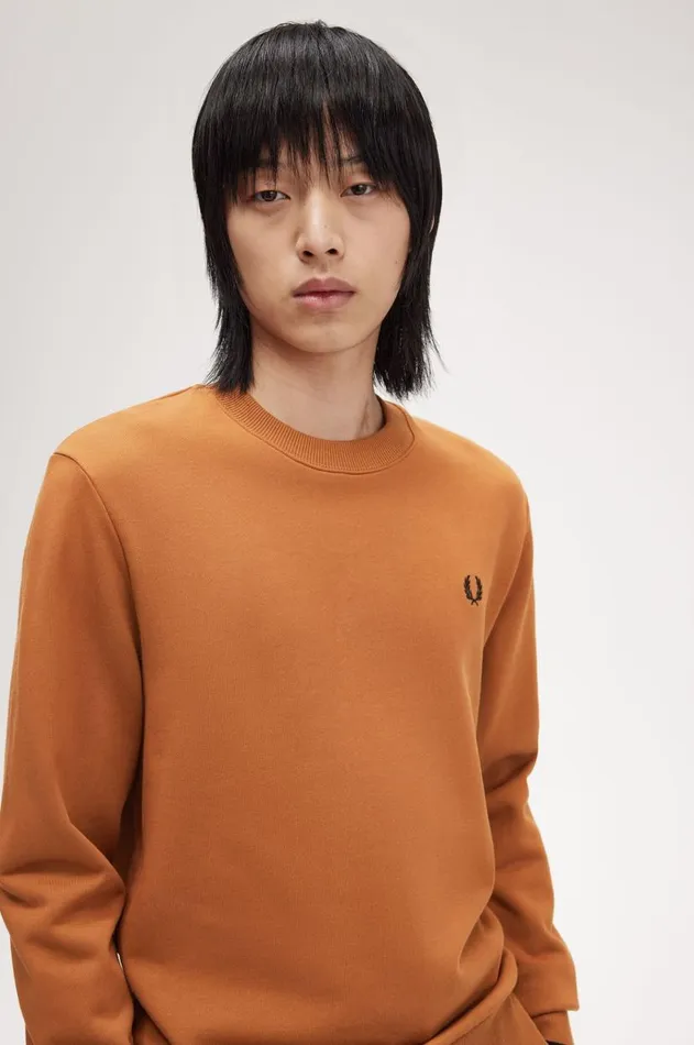 Men Sweatshirts Fred Perry Crew Neck Sweatshirt Marmaladeblack