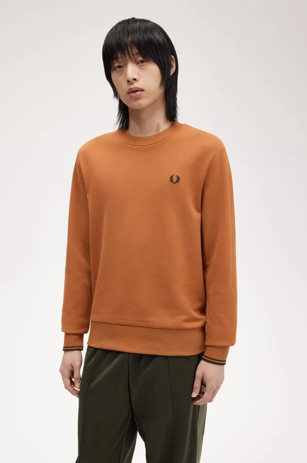 Men Sweatshirts Fred Perry Crew Neck Sweatshirt Marmaladeblack