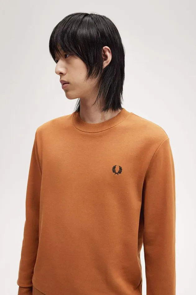 Men Sweatshirts Fred Perry Crew Neck Sweatshirt Marmaladeblack