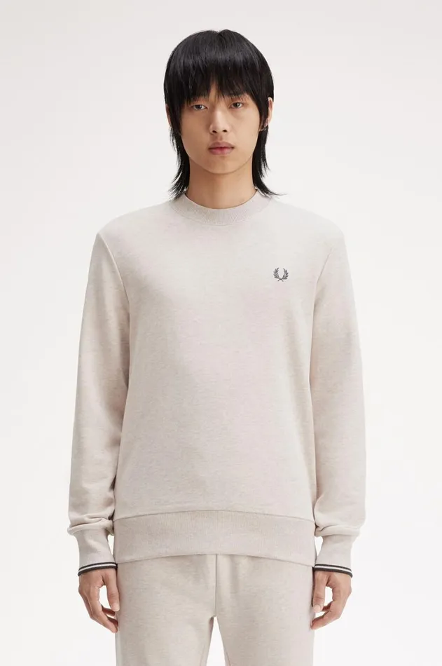 Men Sweatshirts Fred Perry Crew Neck Sweatshirt Porridge Marlanchor Grey
