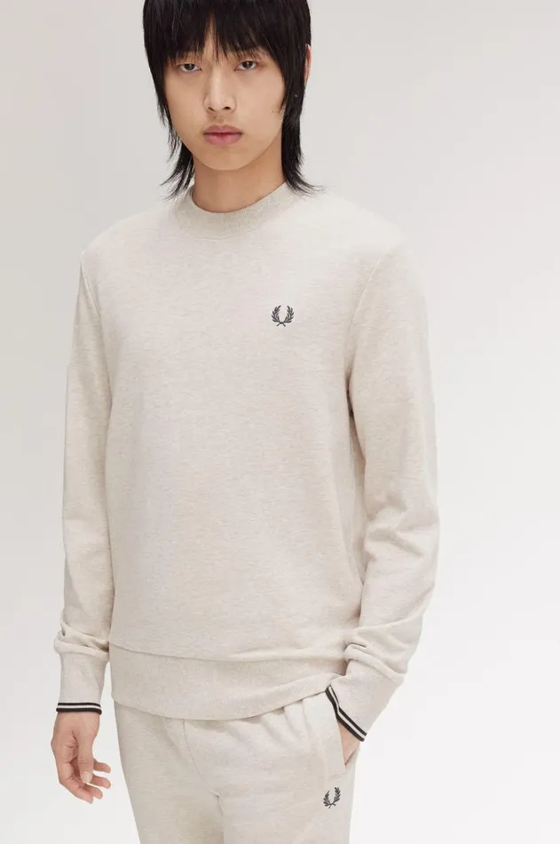 Men Sweatshirts Fred Perry Crew Neck Sweatshirt Porridge Marlanchor Grey