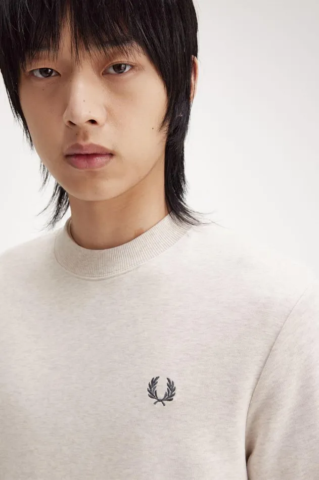 Men Sweatshirts Fred Perry Crew Neck Sweatshirt Porridge Marlanchor Grey
