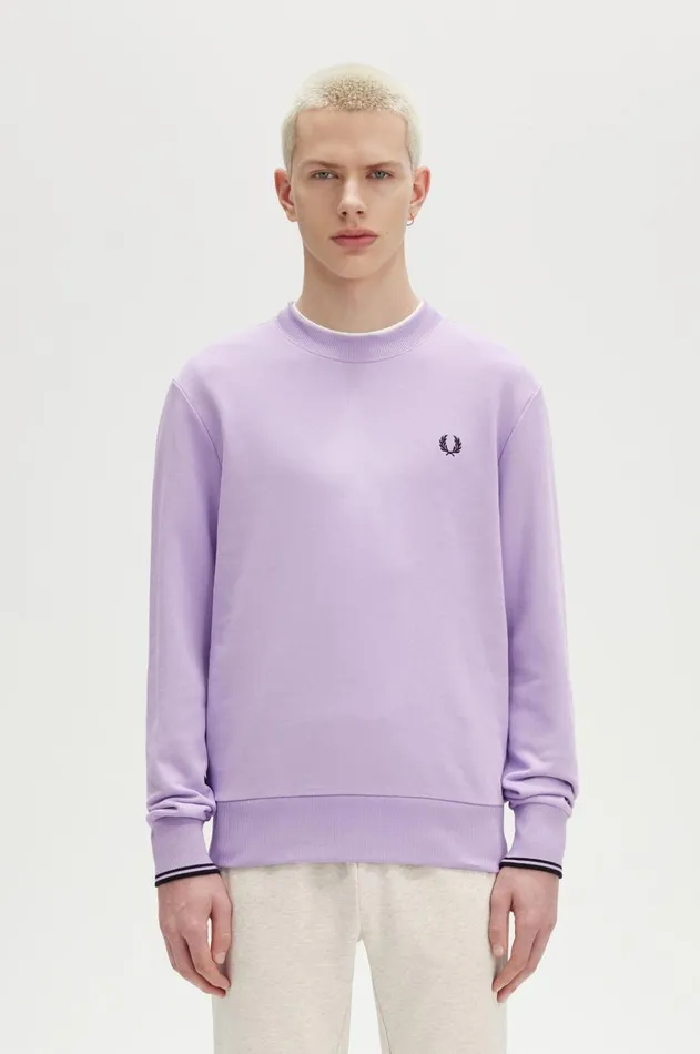 Men Sweatshirts Fred Perry Crew Neck Sweatshirt Ultra Violetnavy
