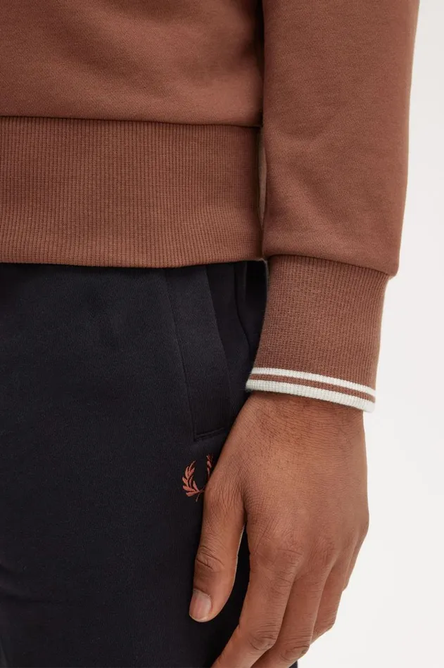 Men Sweatshirts Fred Perry Crew Neck Sweatshirt Whisky Brownporridge Marl