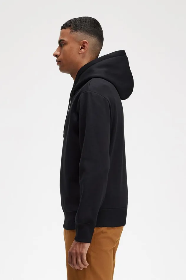 Men Sweatshirts Fred Perry Embroidered Hooded Sweatshirt Black
