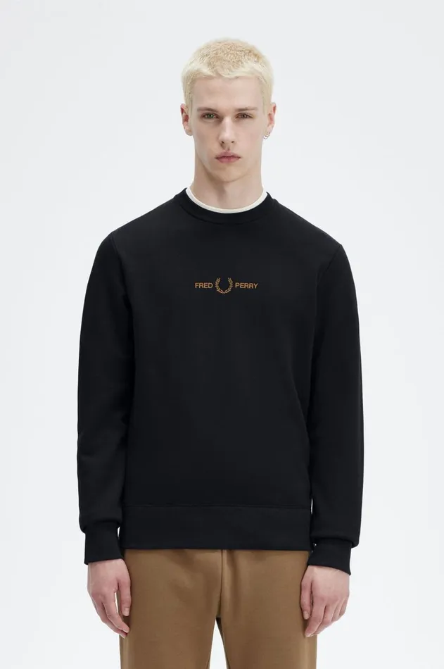Men Sweatshirts Fred Perry Embroidered Sweatshirt Navy