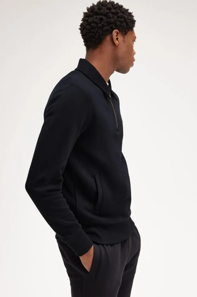 Men Sweatshirts Fred Perry Half Zip Sweatshirt Black