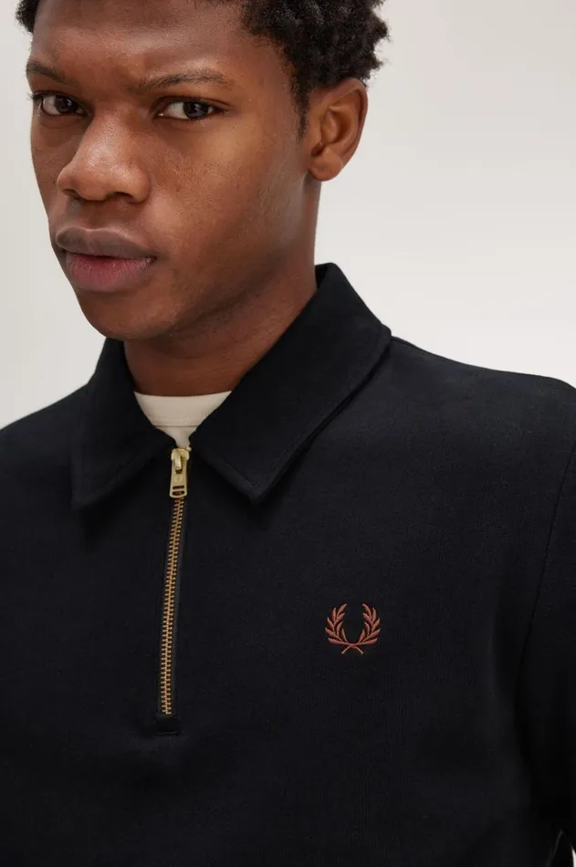 Men Sweatshirts Fred Perry Half Zip Sweatshirt Black