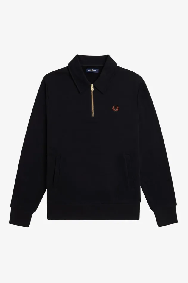 Men Sweatshirts Fred Perry Half Zip Sweatshirt Black