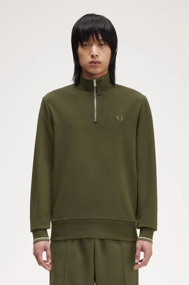 Men Sweatshirts Fred Perry HalfZip Sweatshirt Hunting Greenlight Oysterlaurel Wreath Green Men Sweatshirts Fred Perry HalfZip Sweatshirt Hunting Greenlight Oysterlaurel Wreath Green