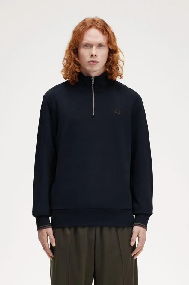 Men Sweatshirts Fred Perry HalfZip Sweatshirt Navylaurel Wreath Greencarrington Brick Men Sweatshirts Fred Perry HalfZip Sweatshirt Navylaurel Wreath Greencarrington Brick