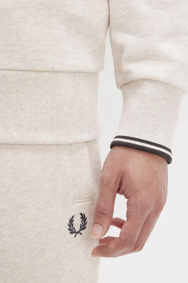 Men Sweatshirts Fred Perry Half Zip Sweatshirt Porridge Marlanchor Grey