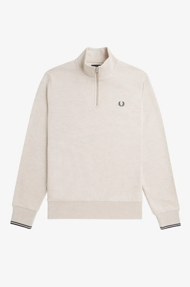 Men Sweatshirts Fred Perry Half Zip Sweatshirt Porridge Marlanchor Grey
