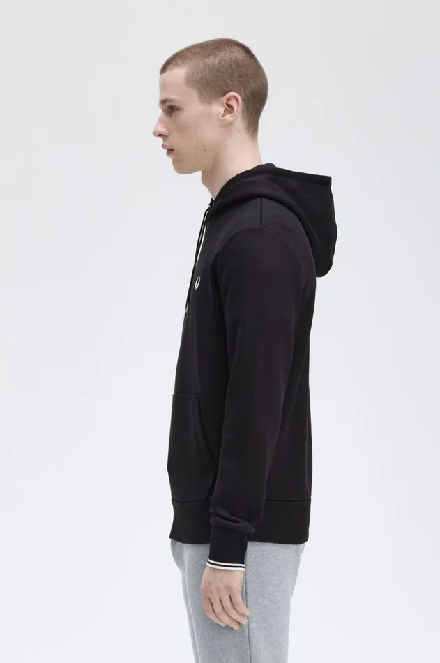 Men Sweatshirts Fred Perry Tipped Hooded Sweatshirt Black